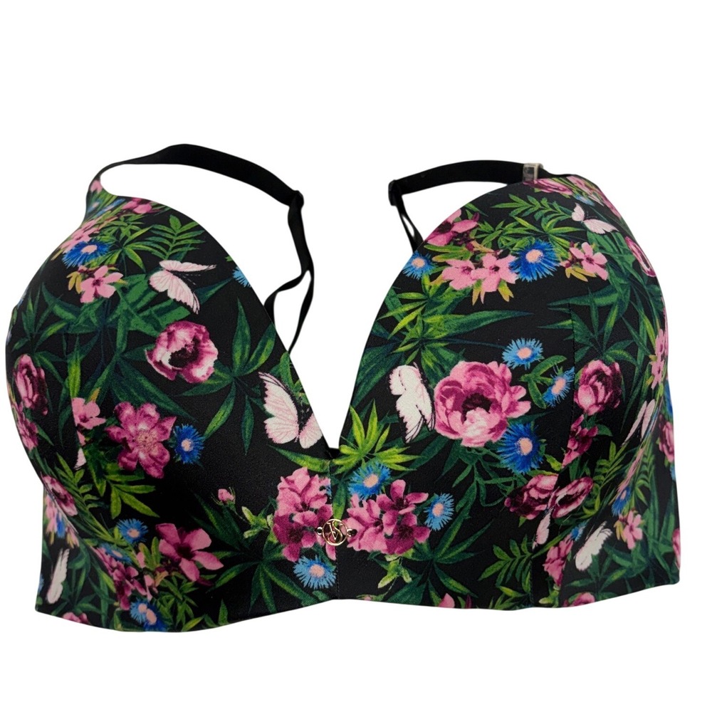 Victoria's Secret So Obsessed Wireless Padded Bra Floral Butterfly 34DDD Black